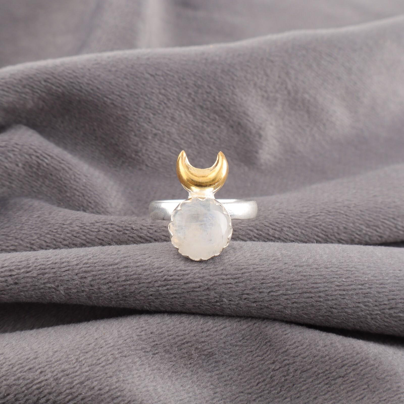 

Натуральный Радужный Лунный Камень Драгоценный Камень 925 Проба Серебро Ювелирные Изделия Ручной Работы Кольцо Для Нее RR-58-31 13