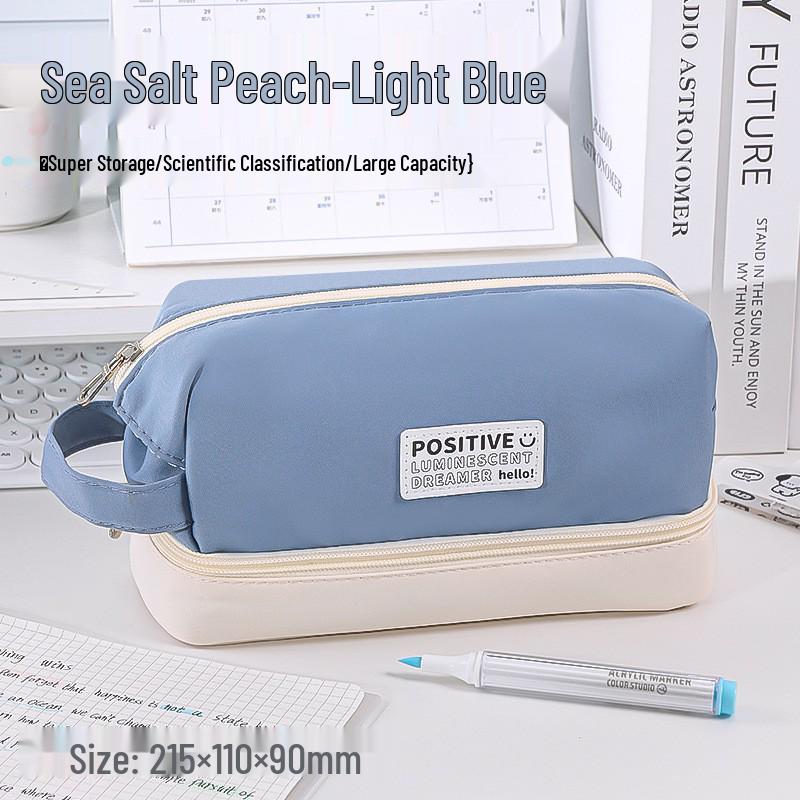 Large Capacity Blue Transparent Ita Pencil Case - Stylish and Functional for Students