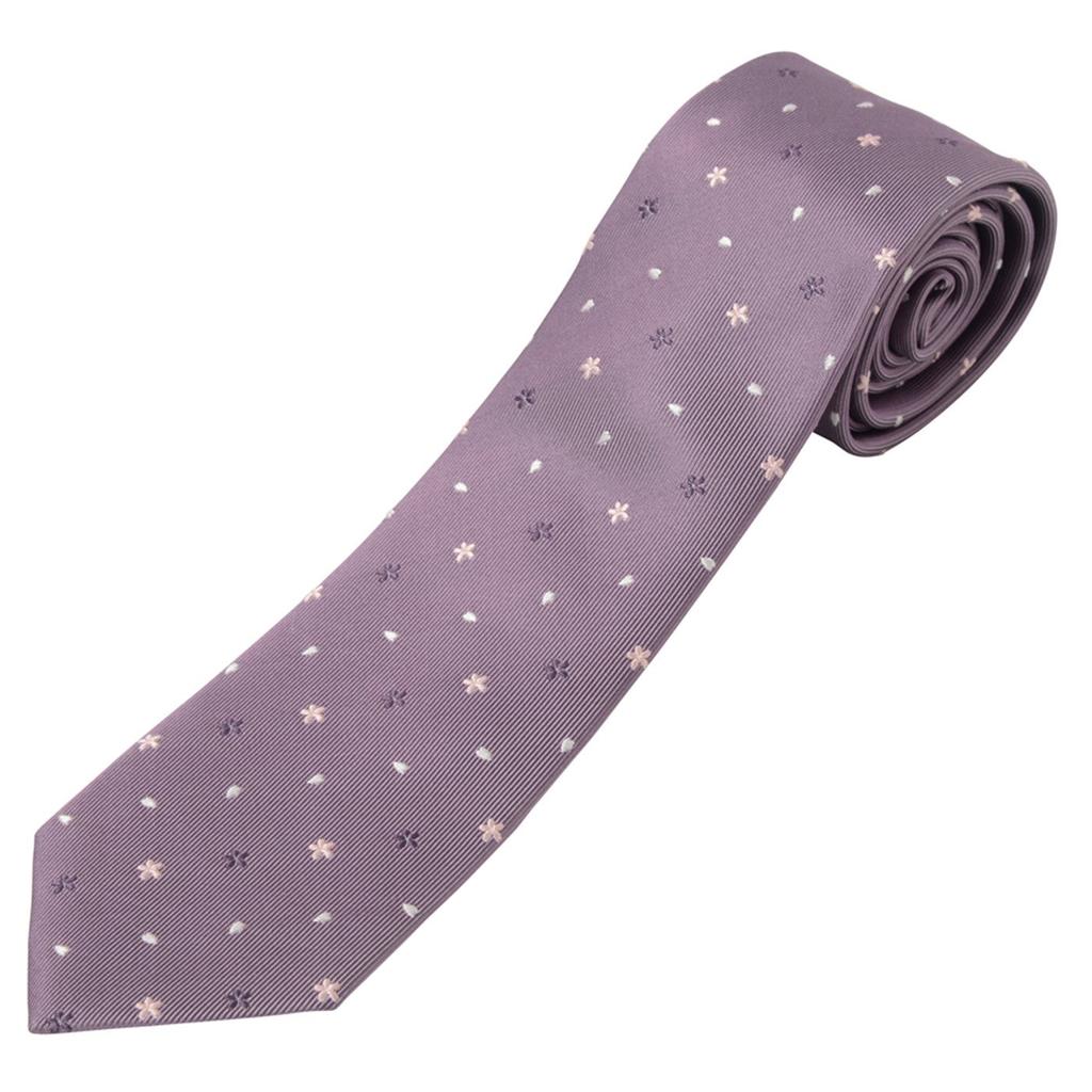 FORTUNA Tokyo Silk Japanese Made in Cherry Blossom Petal Sakura Purple [Fortuna Tokyo] Men's Necktie, Nishijin-ori Weave, Brand, Japan, Pattern, 15.