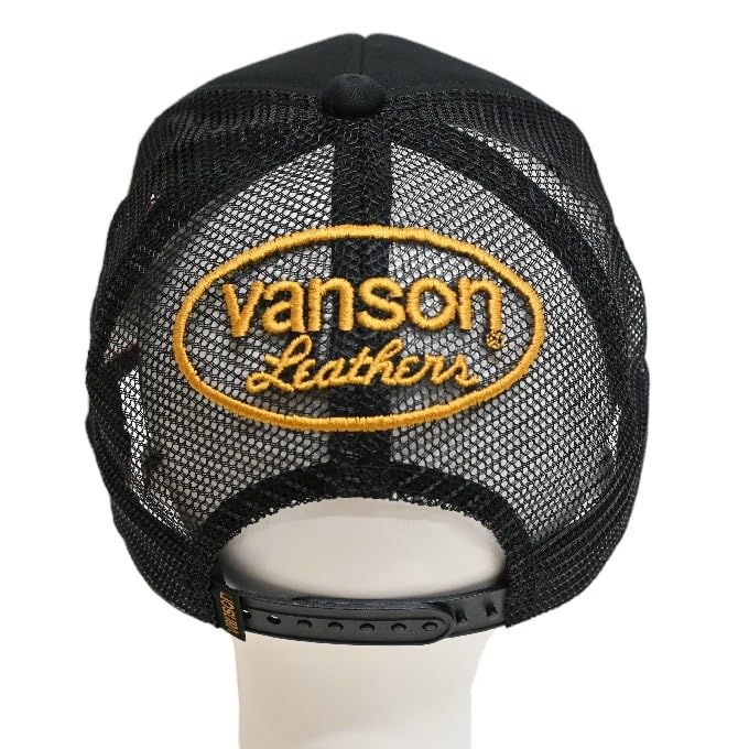 Vanson NVCP-2509 Twill Mesh Cap, Bone, Men's Biker/Motorcycle Hat (JP, Alphabet, Free Size, Black)