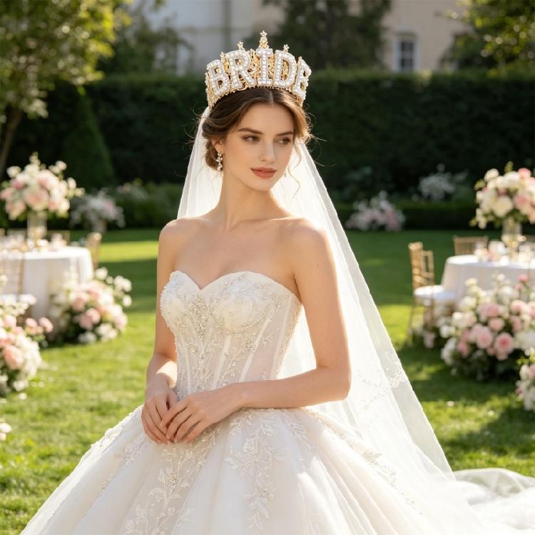 Bridal Pearls Crowns Stylish Graceful Crowns Wedding Photo Accessory Bride Crystal Hairband Wedding Photo Props