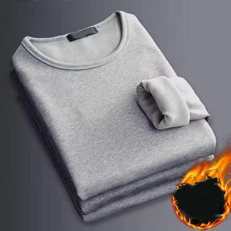 

Autumn Winter Men s Long-sleeved Thermal Underwer T-Shirt Fleece Bottoming Shirt Round Neck Shirt Fashion Plus Round Neck Padded T-shirt M