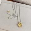 Simple Metal Flower Pendant Long Adjustable Snake Chain Rope Chains Necklace For Women Exquisite On The Neck Accessories Gift