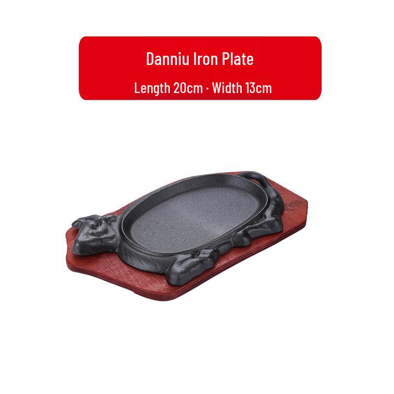 Commercial Cast Iron Round Griddle Pan for BBQ and Gas Grill - Rectangular Steak Plate