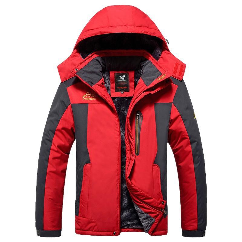 Winter Thickened Fleece Lined Windproof Cotton Coat Middle-aged Men Outdoor