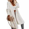 Autumn/Winter Hooded Long Cardigan Sweater with Turn-Down Collar and Letter Knit Design