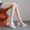 Summer Thin Strap Buckle Leisure Solid Color Ultra-light  Heels Comfortable  Versatile Sandals Slim and Tall