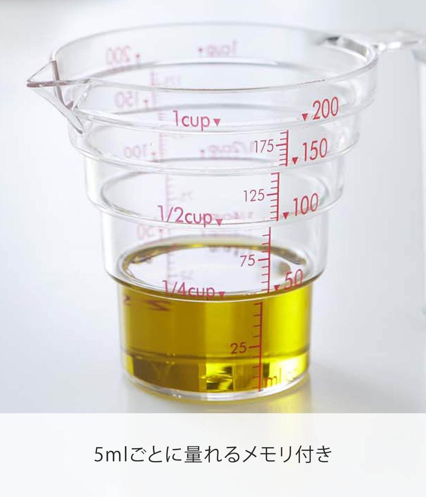 Yamazaki Industries 2699 Microwave Safe Gradual Measuring Cup 200ML Clear