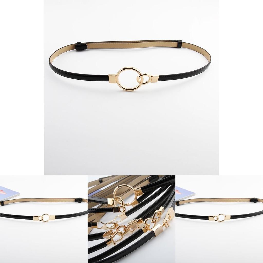 Simple Solid Color Ring Buckle Decoration Women Slim Waist Belt For Elegant Events