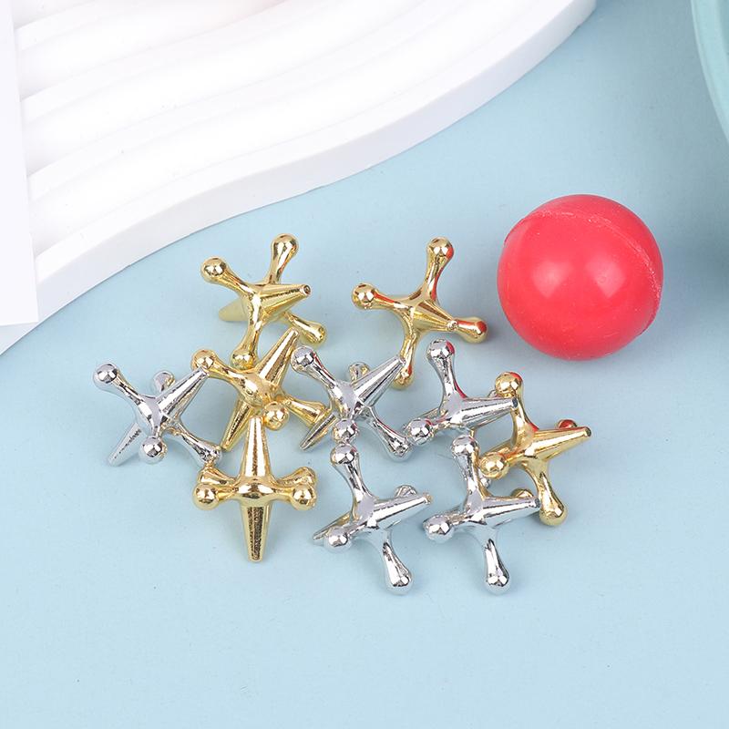 11Pcs/Set Metal Jack Game Retro Game With 10 Metal Jacks And 1 Balls Nostalgic Toys Intellectual Stress Relief Toys