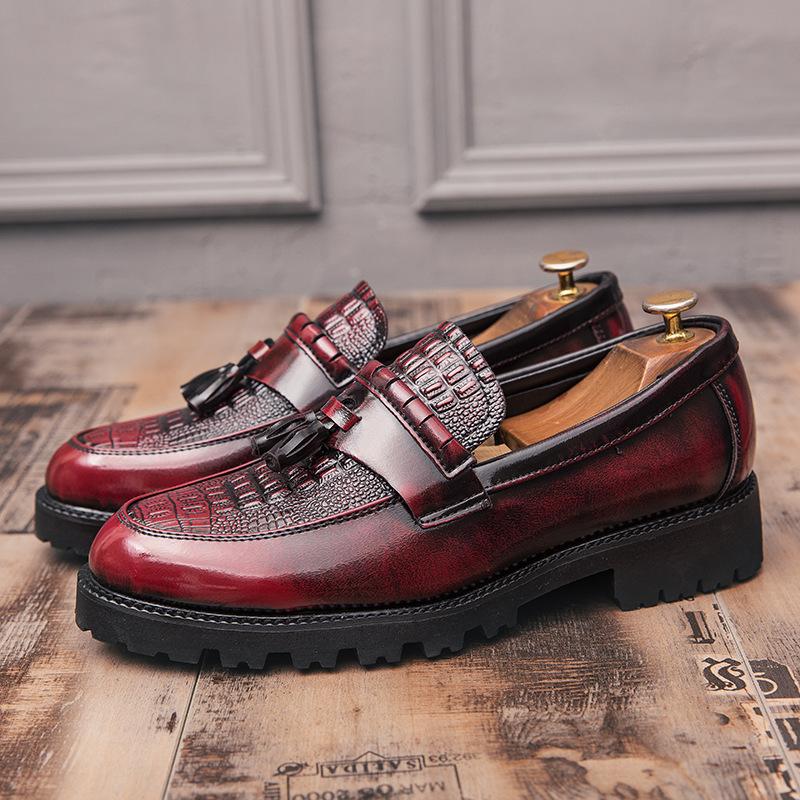 Spring thick-soled heightened new business leather shoes, foot cover and polish large-size leather shoes 38