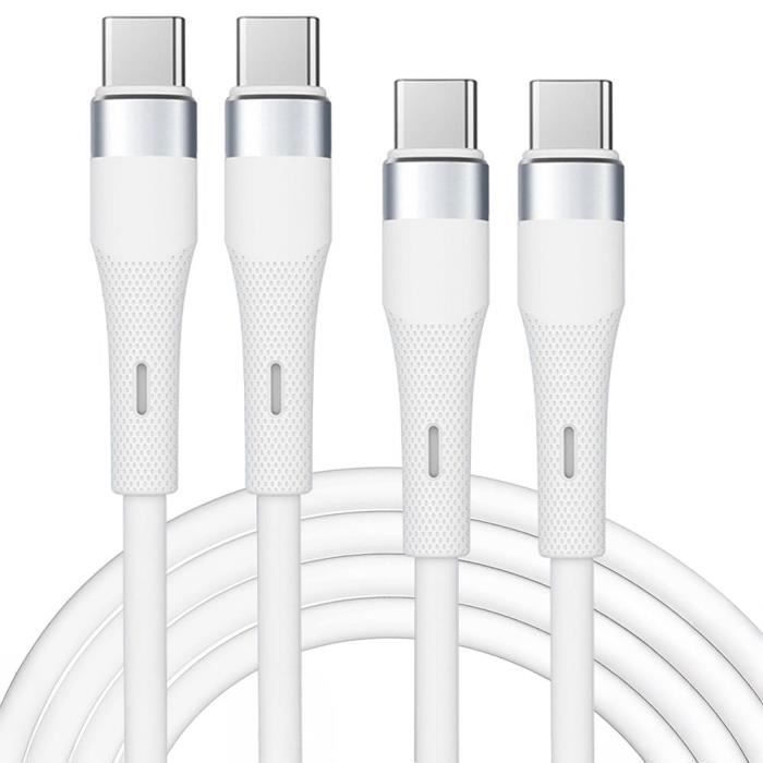 Lot-2 Câble USB-C vers USB-C Charge Rapide 60W pour Samsung Xiaomi Redmi iPhone 15 16 - 1M Blanc