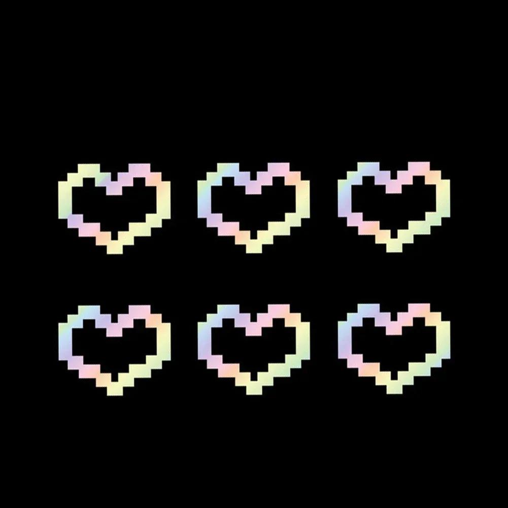 6Pcs Mosaic Heart Vinyl Stickers, Waterproof PVC Love Decals for Car Motorcycle Laptop