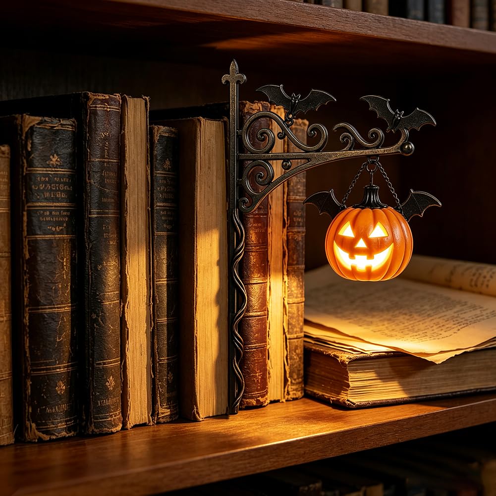 Library Shelf Lighting Lantern Metal Crafts Pumpkin Head