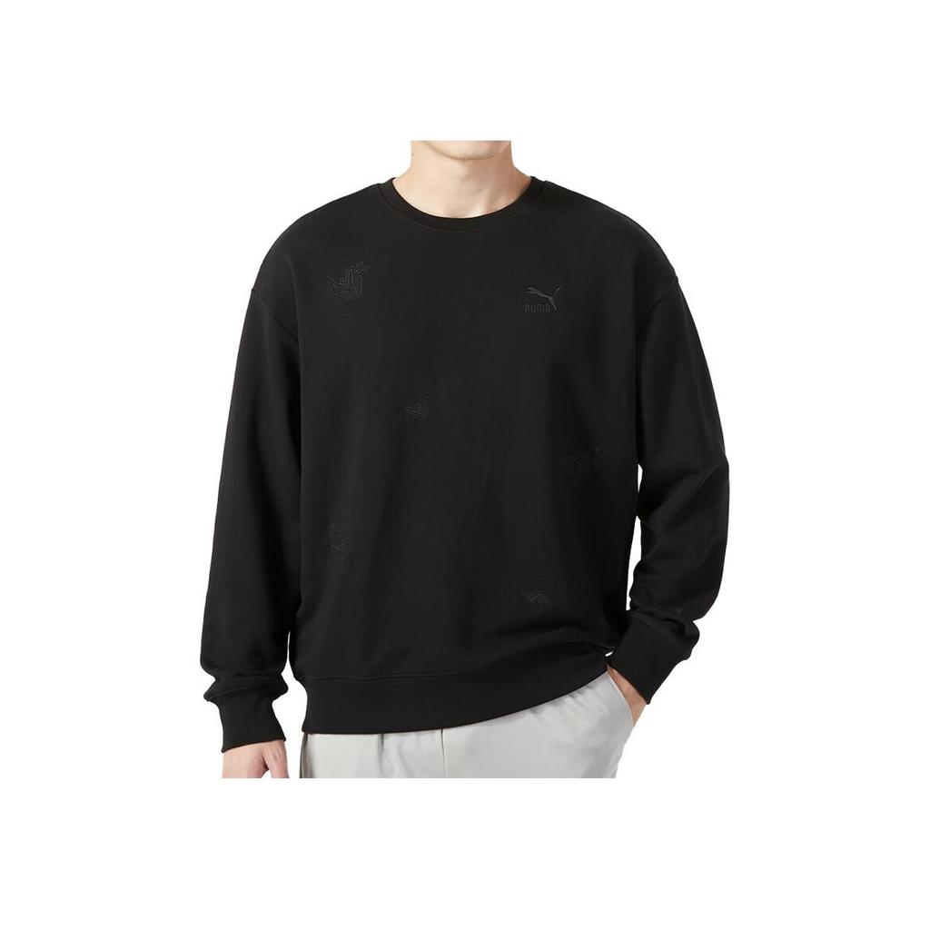 Puma Round Neck Printed Breathable Sports Casual Long Sleeve Sweatshirt Unisex Sweatshirt Black 625253-01