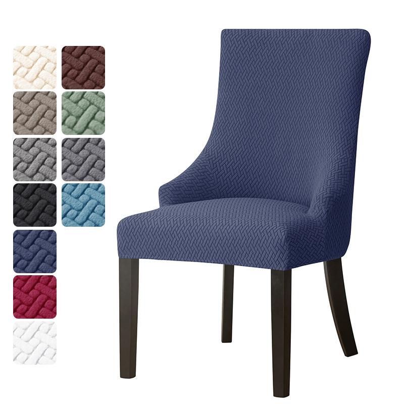 Jacquard Dining Chair Covers Elastic High Back Sloping Chair Cover Strech Accent Wedding Chairs Seat Slipcover for Home Party