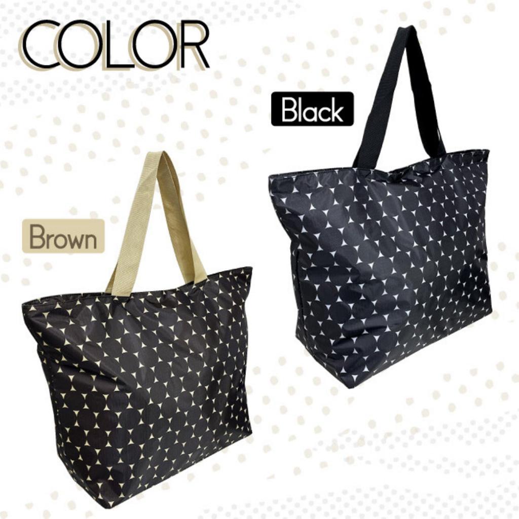 Large Capacity Tote Bag A3 Size Durable Ripstop Fabric Convenient Shoulder Strap 3 Inner 1 Outer Pocket Stylish Polka Dot Pattern X H40 X D20cm