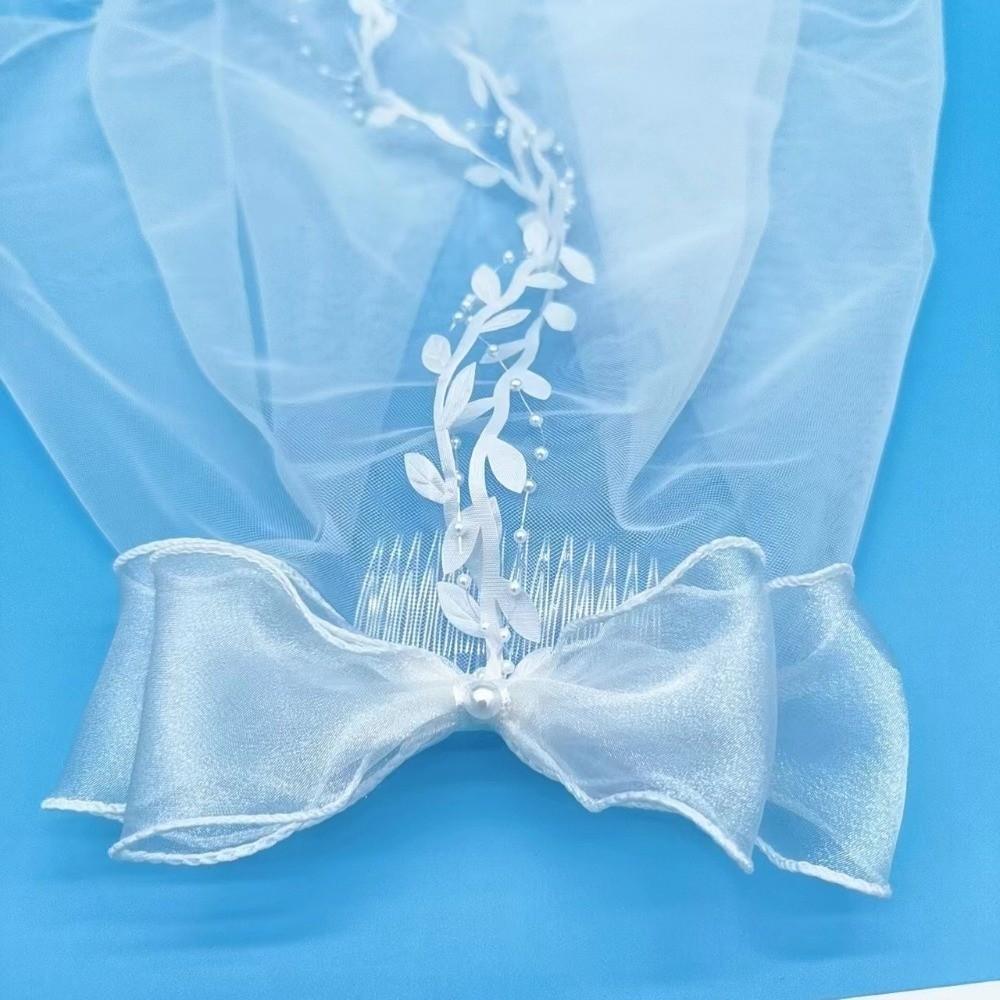 Mesh Bridal Veil Two Layer Bow Veils Simple Wedding Veils  Women/Girls