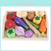 Kids Wooden Food Cutting Playset With Realistic Fruits And Vegetables For Sensory And Motor Skills Development