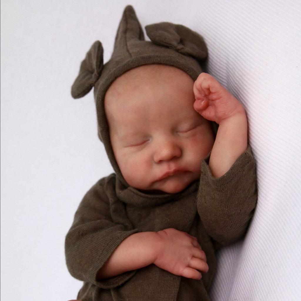 BZDOLL 48cm 19inch Baby Reborn Puppe Schlafen mit 3D-bemalter Haut, Handgezeichnet, Weichvinyl Neugeborenes Mädchen Kunstspielzeug Weihnachts-Halloween-Geburtstagsgeschenk