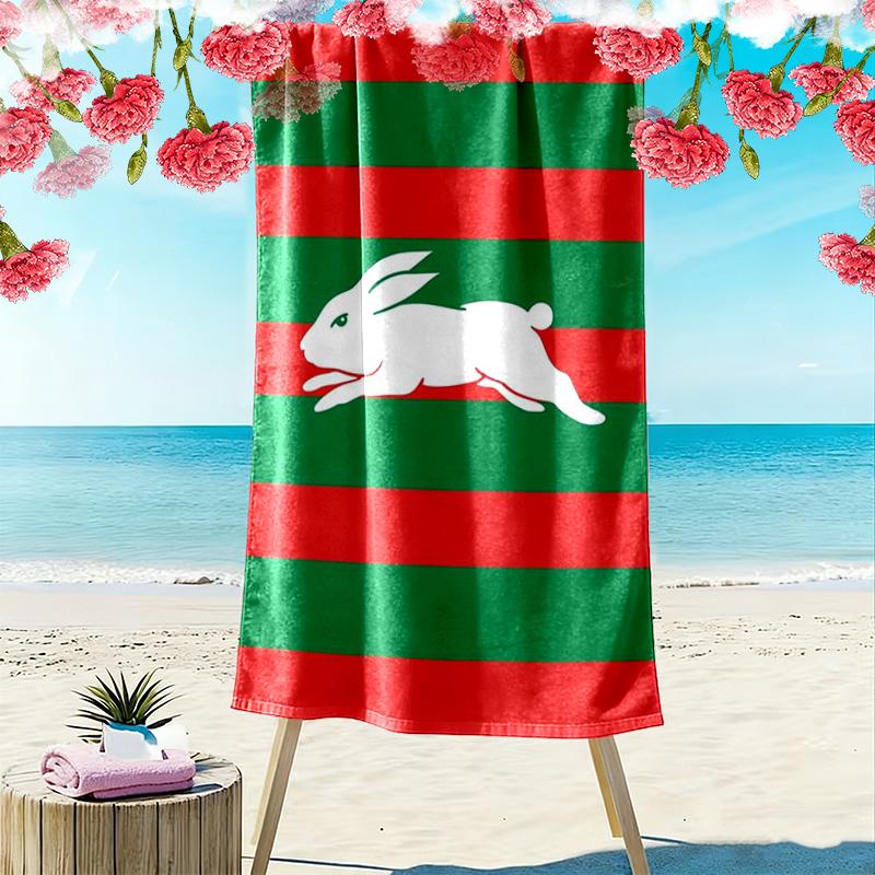 Rabbitohs Print Beach Towel, Large Soft Quick Dry Towel for Beach Camping Swimming