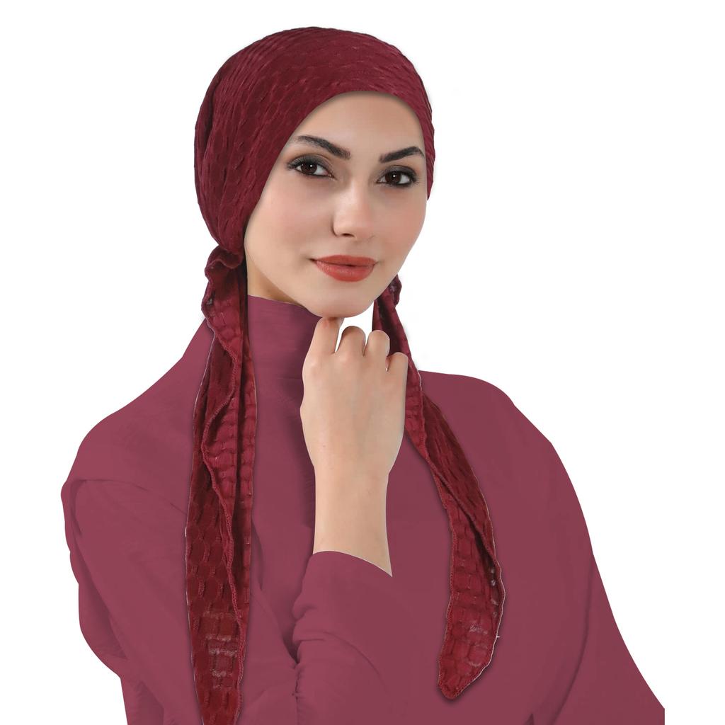 Solid Color Long Tail Turban Hat for Women