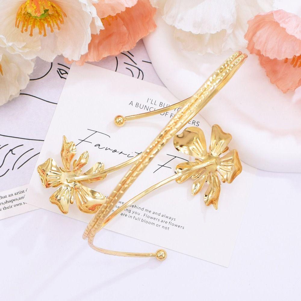 Floral Open Arm Bangle Hollow Out Arm Ring Elegant Gold Jewelry  Arm Accessories