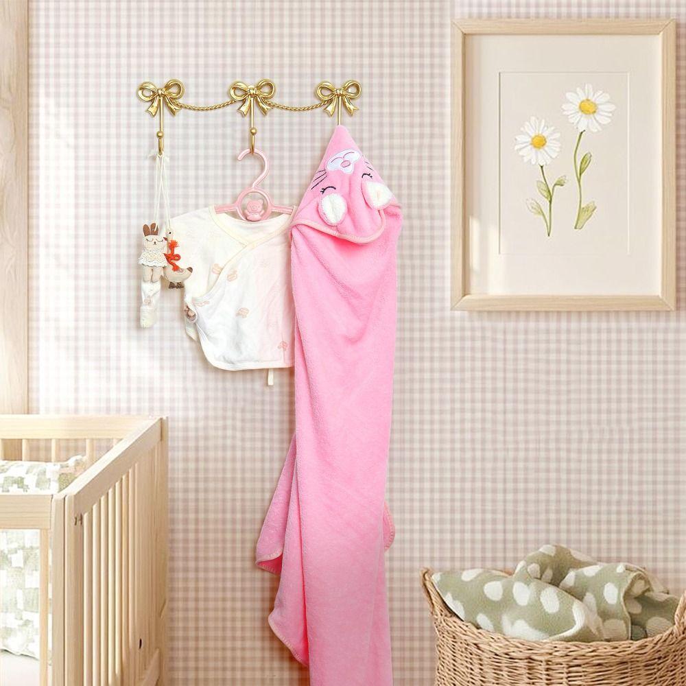 Wall Mounted Bow Wall Hooks Iron Three-Bows Hooks Cute Metal Bow Hooks  Girls Room