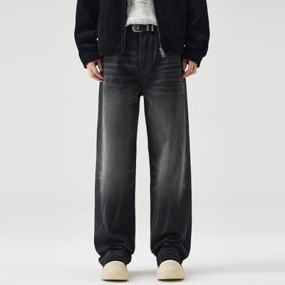 American High Street Washing Jeans Men's Spring and Autumn Loose Straight Wide-leg Trousers