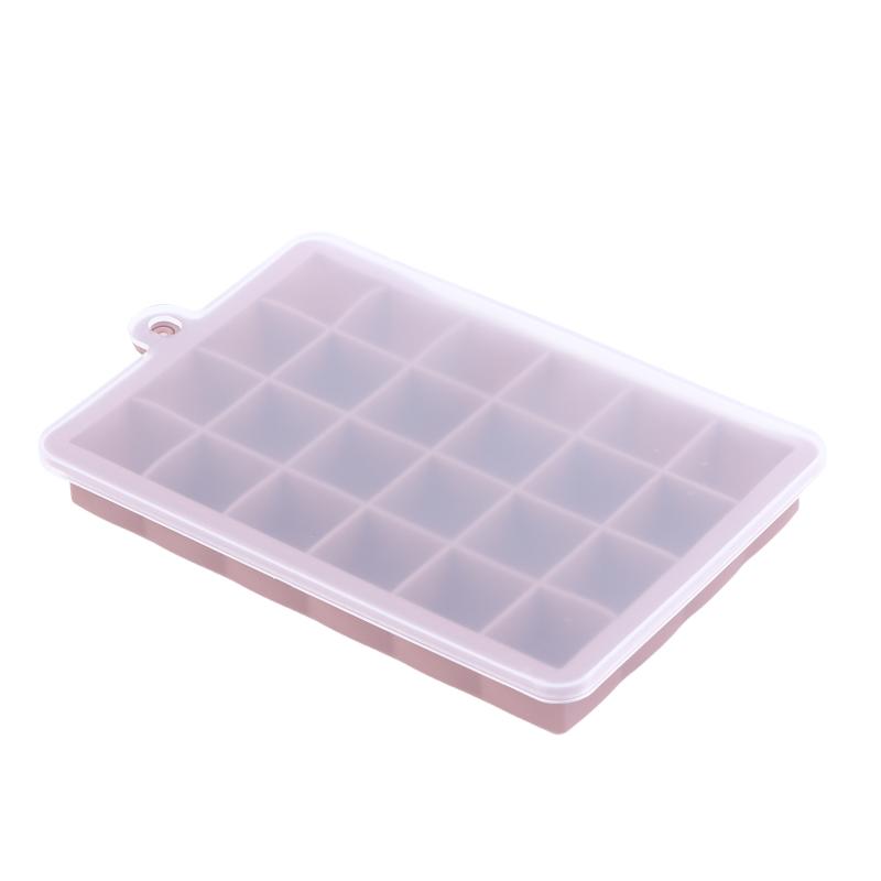 

1Pc 24-Hole Silicone Ice Tray Square Box Auxiliary Food Puree Cheese Jelly Mold With Lid Bar Kitchen Cocktail Tools Ice Mold розовый