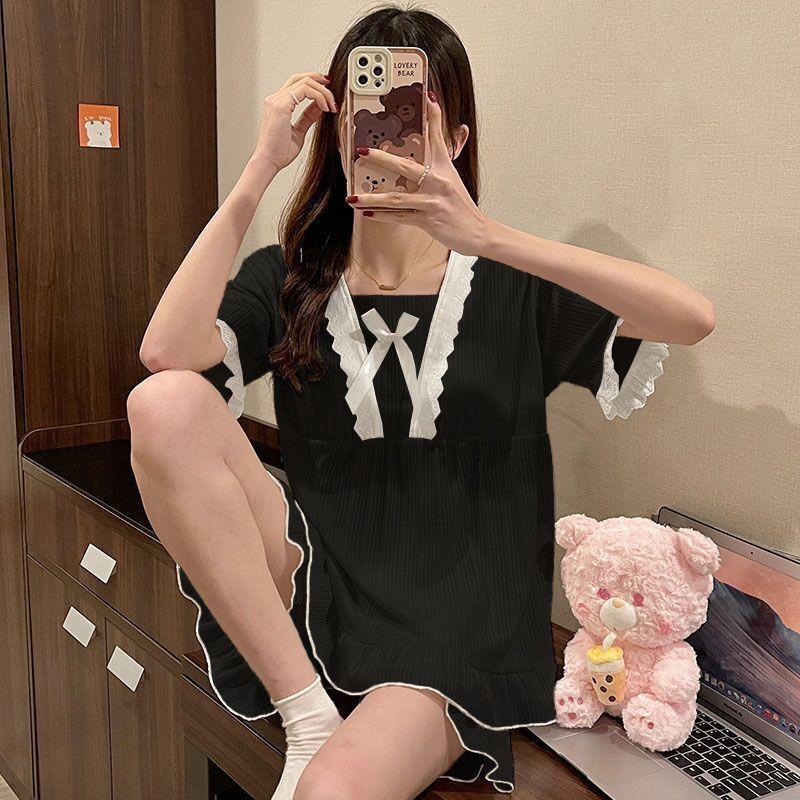 

Женская пижама с милыми мультяшными животными и подушечками на груди, топ с короткими рукавами, шорты, пижамы M чёрный