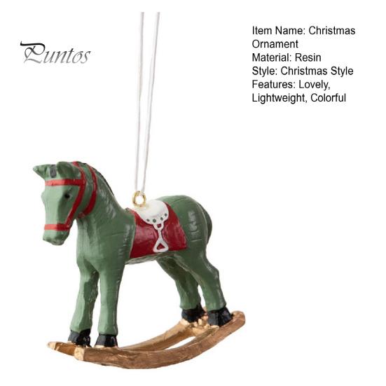 Retro-Weihnachtsanhänger, niedlicher farbiger 3D-Cartoon-Schaukelpferd-Harz-Hängeornament für Weihnachtsbaum, frohe Weihnachten, Zuhause, Urlaubsdekoration