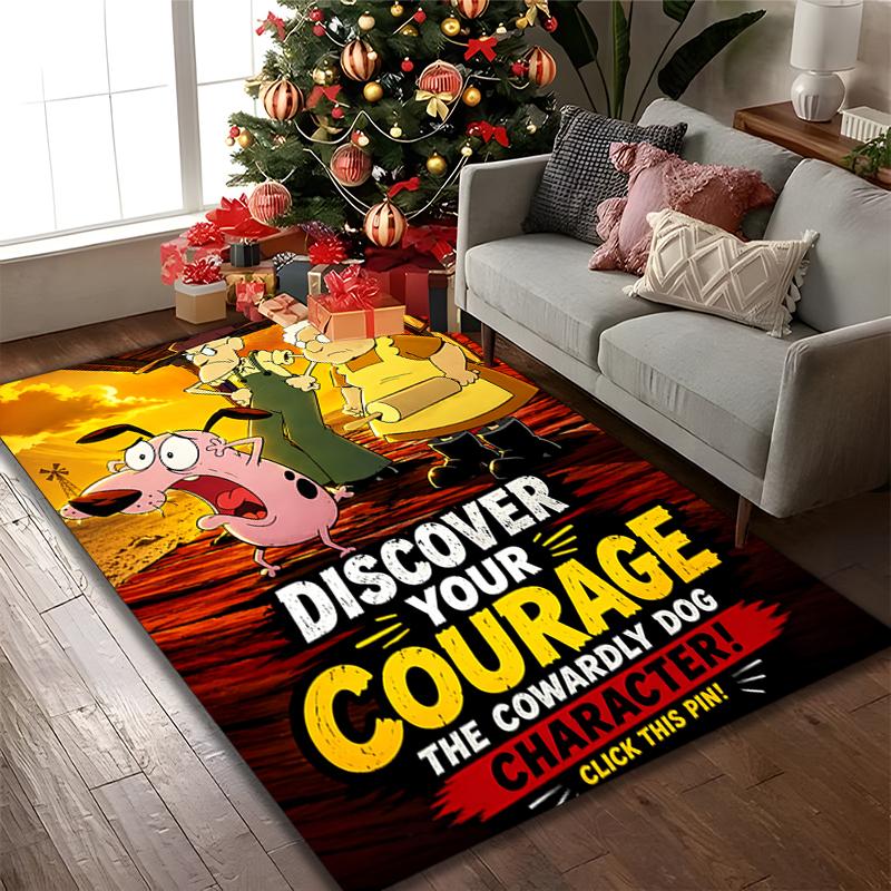 1pc Office Printed Area Carpet, Courage the Cowardly Dog Rug, Home Sofa Chair Mat For Christmas and Halloween Décor