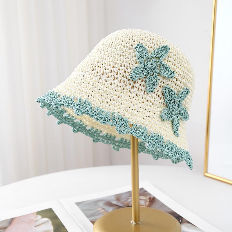 

Новая контрастная шляпа из плетеной соломы с широкими полями и звездой, женская шляпа от солнца, пляжная шляпа-ведро adjustable бежевый