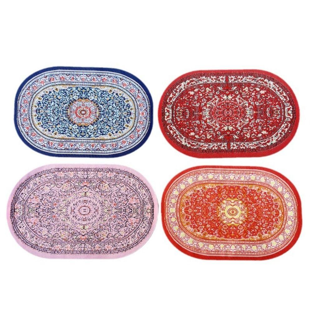 Multicolor Miniature Weaving Rug Floral Pattern Floor Covering Mat Gift Dollhouse Carpet