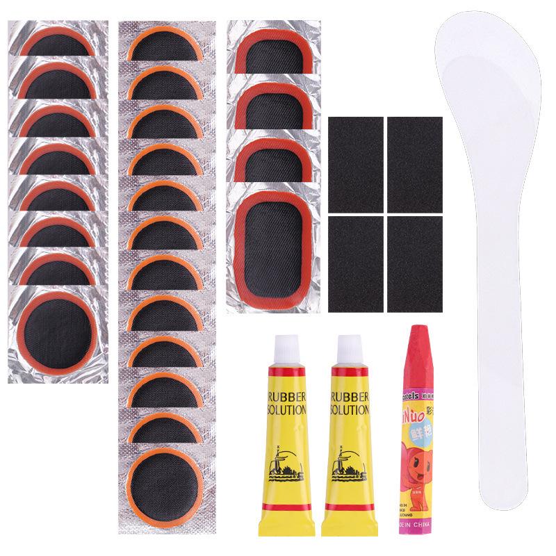 Bicycle Tire Repair Kit with Cold Patch, Glue, and Lever Tools