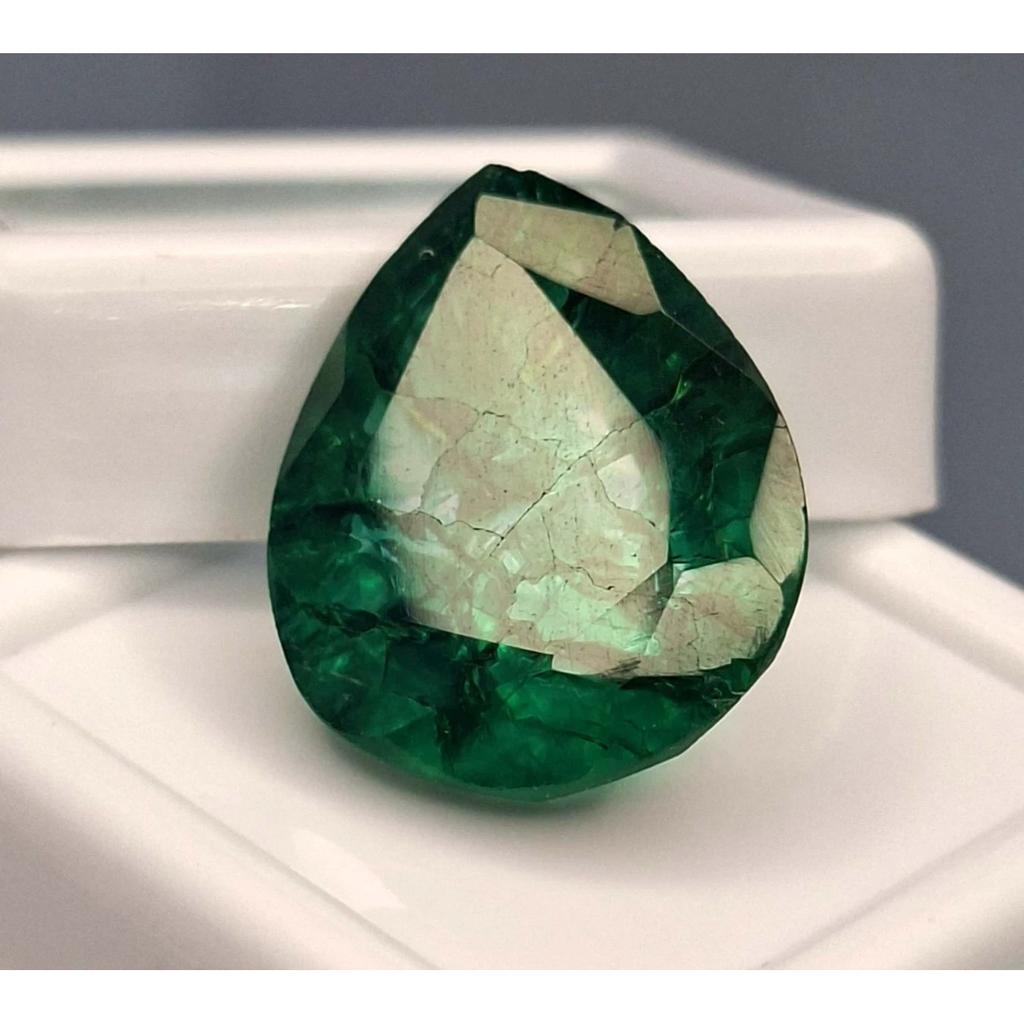 Natural Colombian Green Emerald Pear 12-14 Ct Fabulous Certified Loose Gemstone