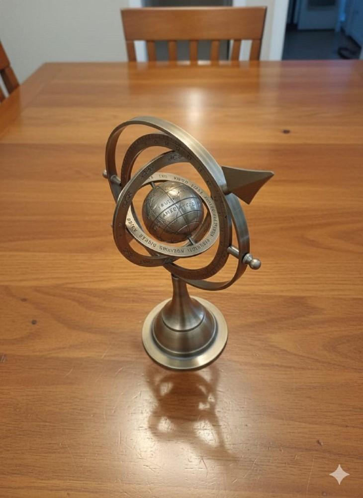 11" Antyczny Mosiężny Sfera Armilarna ze Strzałką – Morska Grawerowana Kula