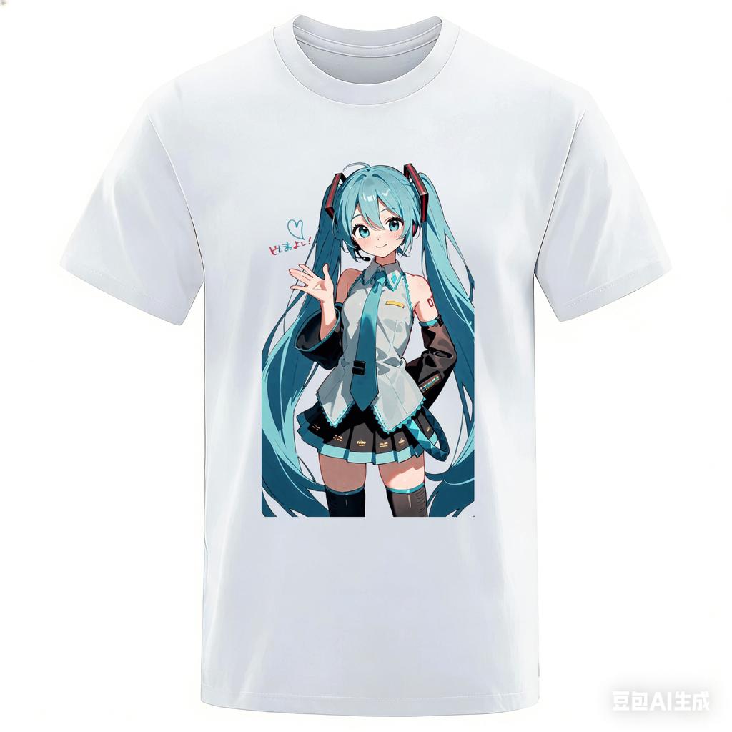 New Street Animation Surrounding Hatsune Miku Unisex And Unisexs Large Loose Breathable Cotton Fashionable Tshirts