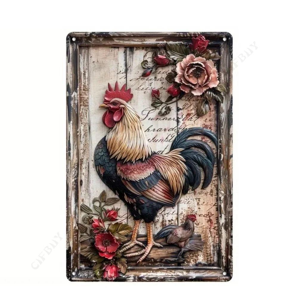 Vintage Animal Drawing Metal Tin Sign 2D Wall Art