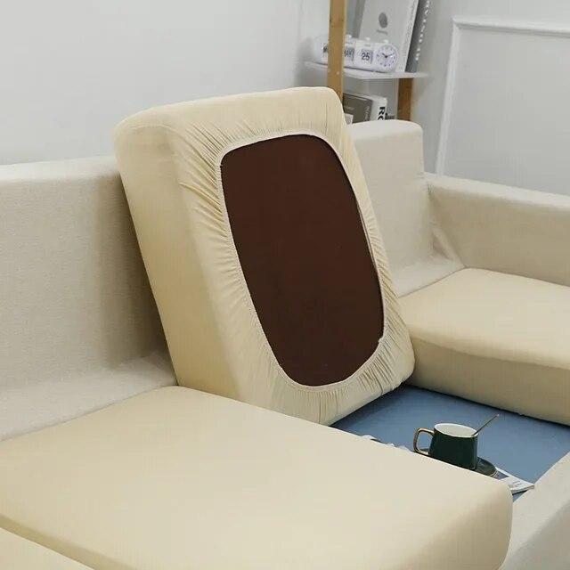 Einfarbiger Sofa-Sitzkissenbezug, Stretch-Spandex-Sofa-Schonbezüge, L-förmiger Ecksofa-Bezug für Wohnzimmer, Zuhause, Haustiere