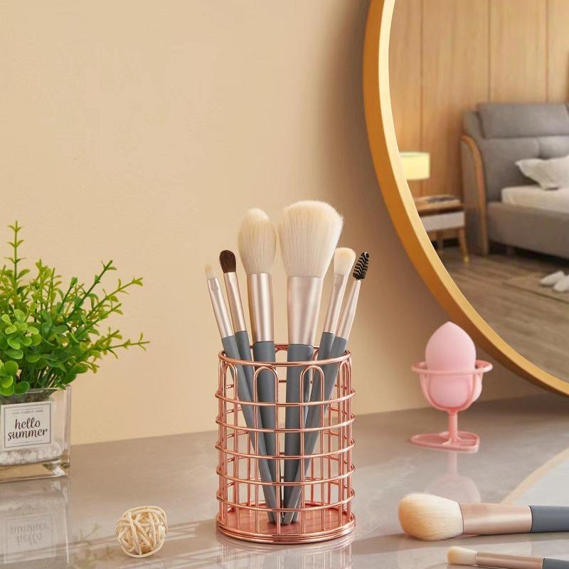 Multi-Function Iron Pen & Makeup Brush Holder - Desktop Storage Basket