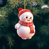 Christmas Ornament 2D Cartoon Snowman Shape Hanging Decoration with Lanyard Festive Atmosphere Christmas Decor
