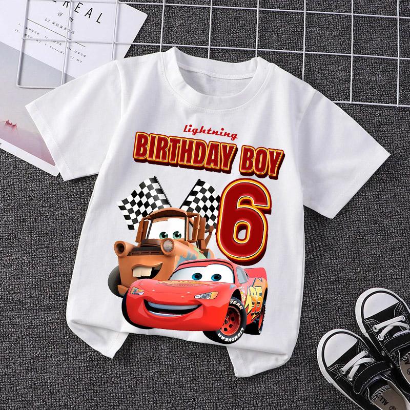 T-shirt z numerem Błyskawicy McQueen Prosty Podstawowy dla Malucha Krótki Rękaw Trend Anime Kreskówka Anime Letnie Bluzki Ubrania na Urodziny Prezent