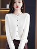 Women's 100% Pure Wool Round Neck Cardigan - Loose, Fashionable, Versatile Spring Knit Sweater.