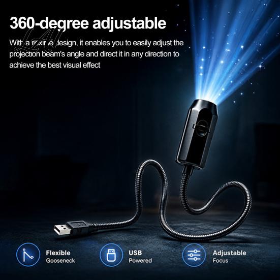 LED Ambient Lamp USB Projector Light for Christmas Flexible Gooseneck Night with 6/10/15/20 Christmas Decoration Lamps Projection Films Bedroom