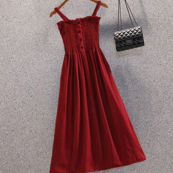 2026 Women's Plus Size Slimming Fairy Camisole Slip Dress with Pleated Hem for Summer