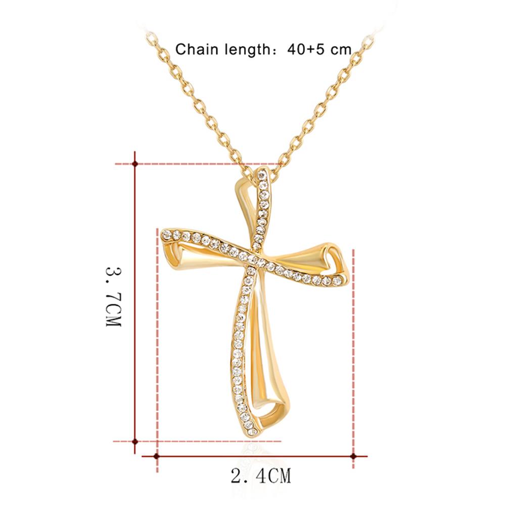 Elegant kors hänge bön halsband present glänsande strass kvinnors smycken