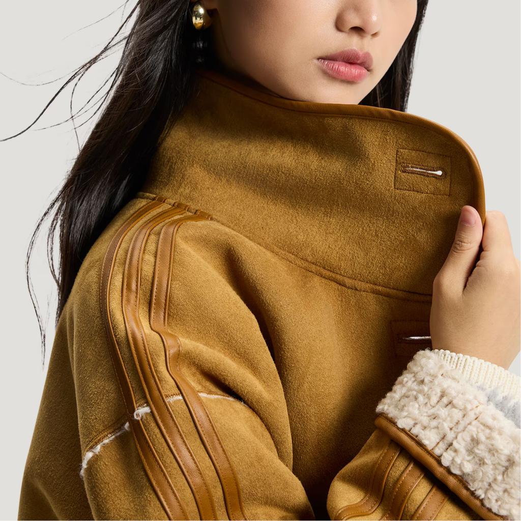 adidas Originals FW25 Crafted Jacket New Year Reversible Lamb Fleece Sports Loose Mid-Length Long Sleeve Jacket Women Jackets KT-3145