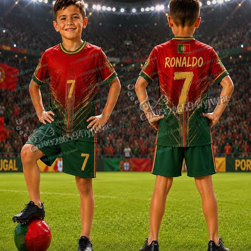 26/27 Special Ronaldo No.7 Football Jersey Tee Shorts Set Women Men PORTUGAL Fans Shirt Shorts Set Kids Tracksuit 2 Piece Sets